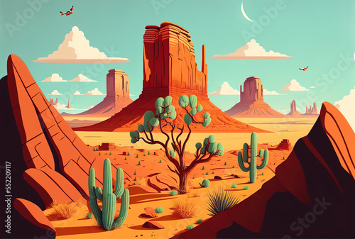 Lovely view of the Oljato Monument Valley in Arizona, United States. Generative AI photo