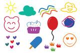 Doodle children drawings Handdrawn cute kids icon