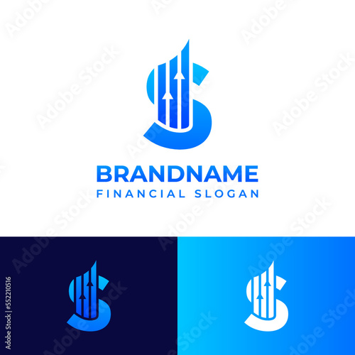 Letter S Financial Chart Logo, suitable for any business related to Financial with S initials.