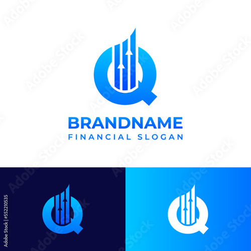 Letter Q Financial Chart Logo, suitable for any business related to Financial with Q initials.