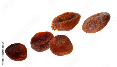 Tasty dried apricots on white background. Banner design