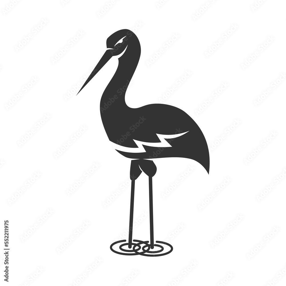 Naklejka premium Stork bird logo template Icon Illustration Brand Identity
