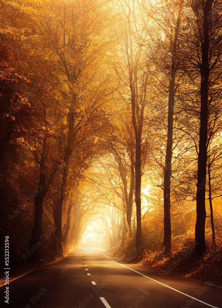 sunset autumn road