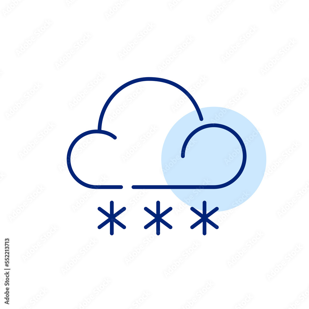 Snow weather forecast. Pixel perfect, editable stroke line icon Snow weather forecast. Pixel perfect, editable stroke line icon
