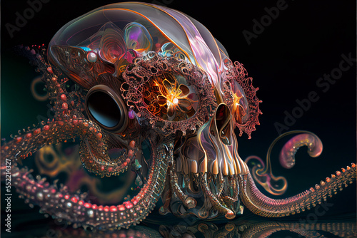 psychedelic octopus skull