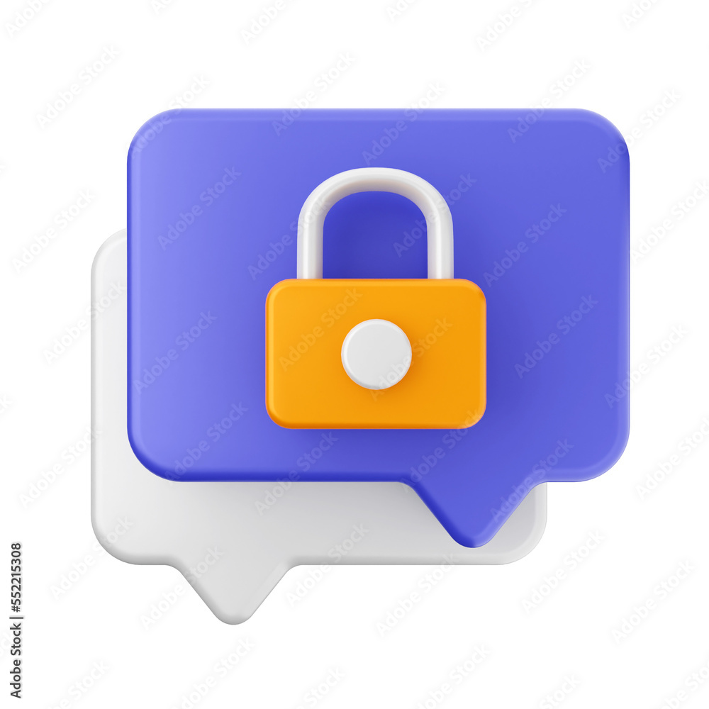 chat padlock bubble mail message 3d render icon chat padlock bubble mail message 3d render icon
