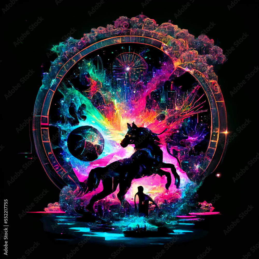 Fototapeta premium Casino Spirit Animals, leaping from the Roulette Wheel for good fortune and lucky wins