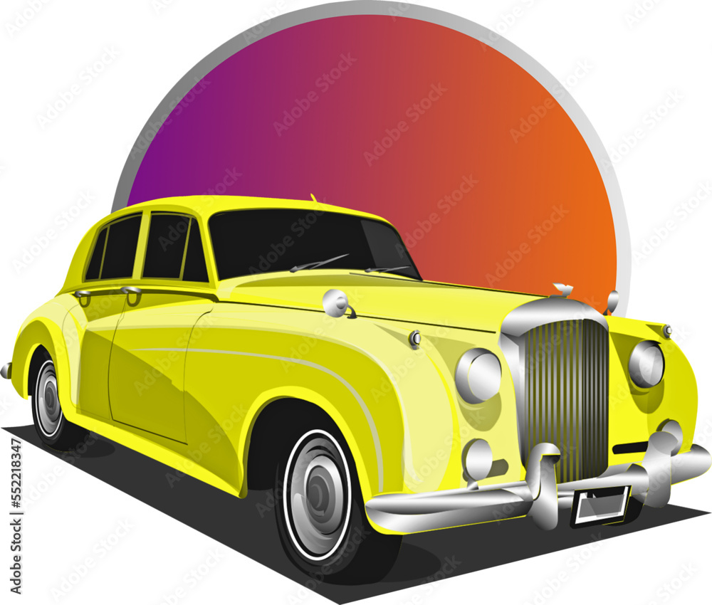 yellow vintage car vector illustration