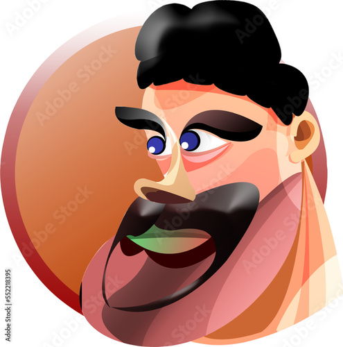vector illustration of cartoon strongman's head