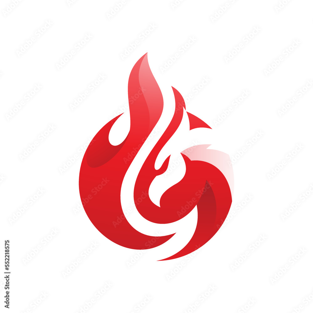 Abstract bird head and fire or flame logo design, phoenix vector icon Abstract bird head and fire or flame logo design, phoenix vector icon