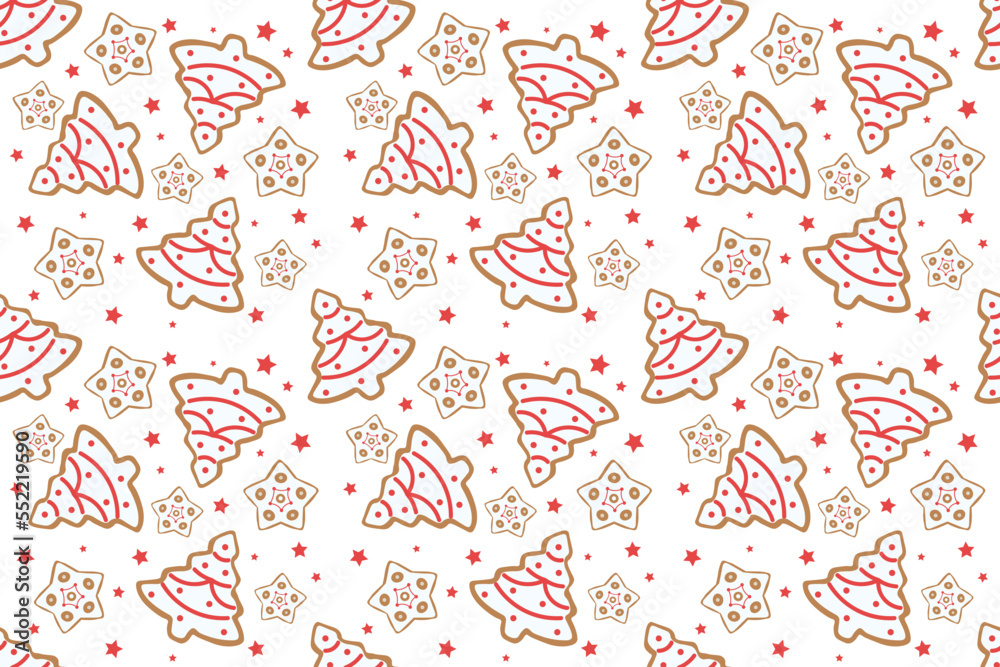 Christmas cookies on white background. Pattern for design Christmas cookies on white background. Pattern for design