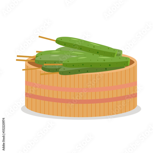 cucumbers on a skewer with miso paste street food