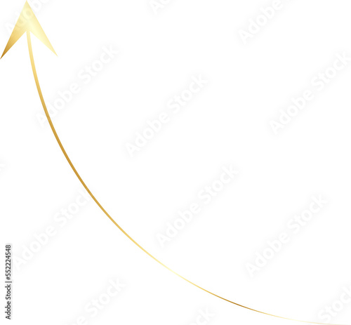Thin Curved Gold Arrow Design Element