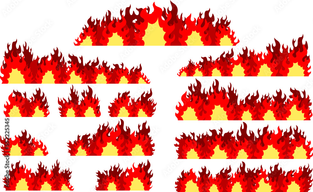 大炎上 広範囲の火災 燃えさかる火炎のイラスト