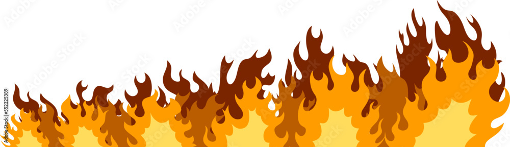 大炎上 広範囲の火災 燃えさかる火炎のイラスト