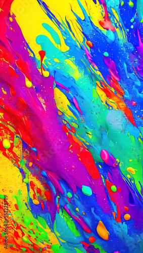 vertical 3d illustration of a colorful paint splash  colour pigmented burst 