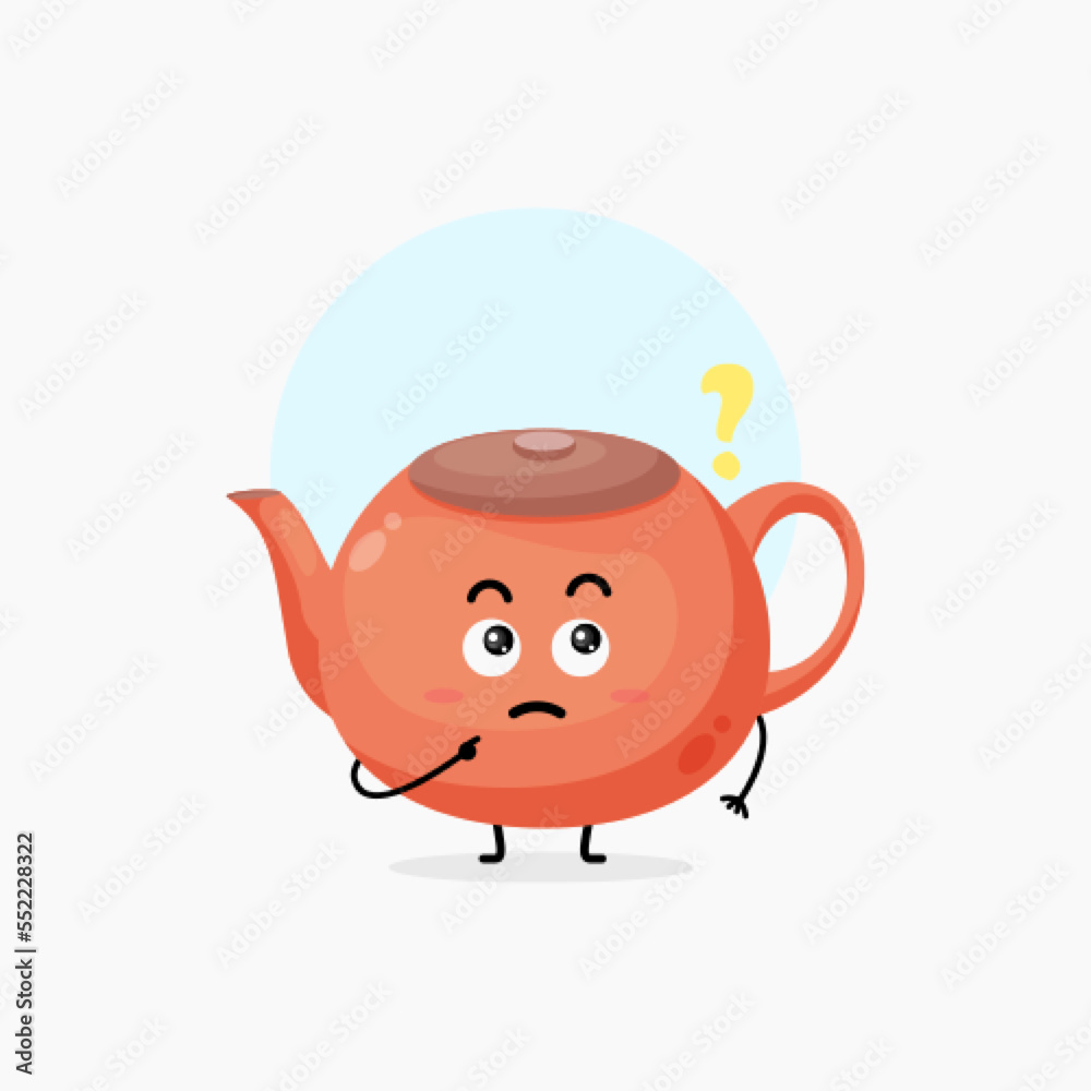 Fototapeta premium cute teapot character is confused