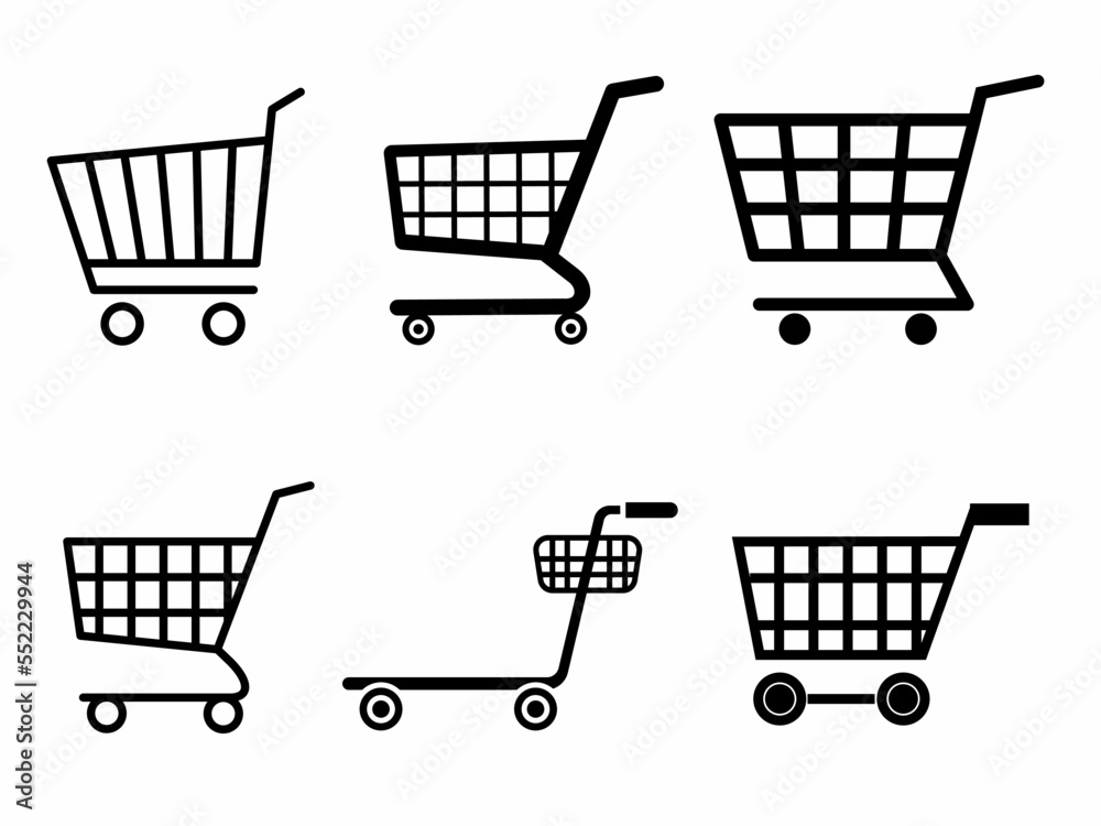 Trolley cart icon. Trolley cart icon set. Stock vector.