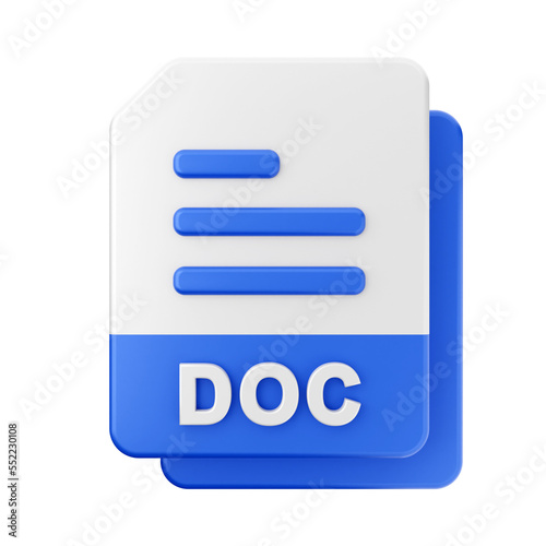 file DOC type icon illustration 3d render