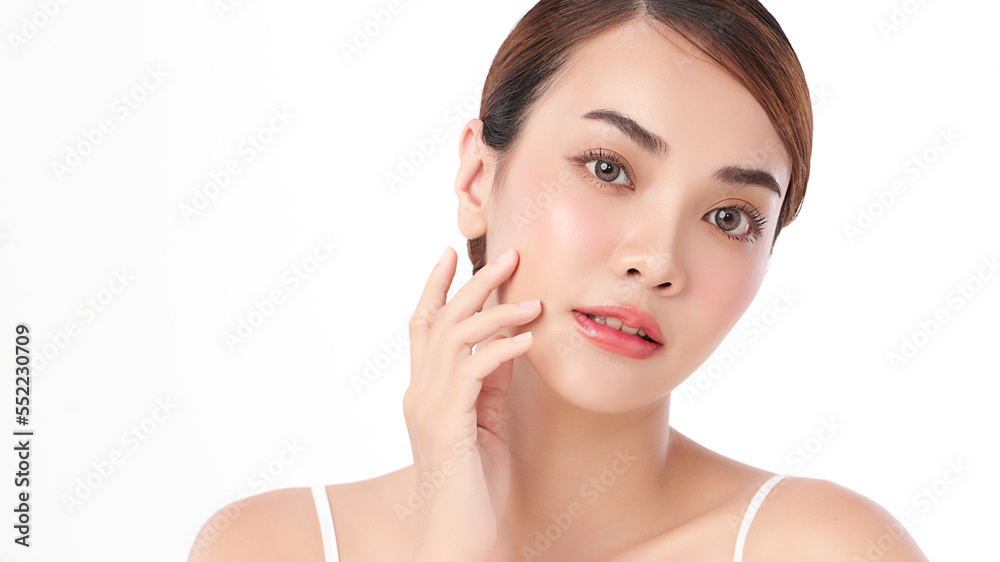 Beautiful young asian woman with clean fresh skin on white background, Face care, Facial treatment, Cosmetology, beauty and spa, Asian women portrait. Beautiful young asian woman with clean fresh skin on white background, Face care, Facial treatment, Cosmetology, beauty and spa, Asian women portrait.