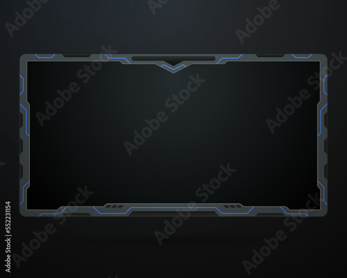 Futuristic stream overlay game interface metal video screen panel template