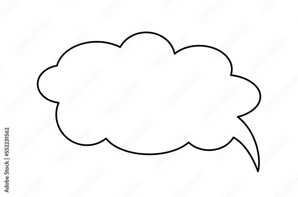 Cloud line icon. Graphic element for comics, character speech bubble. Communication and interaction. Minimal style, line art and outline. Tenderness and love. Cartoon flat vector illustration