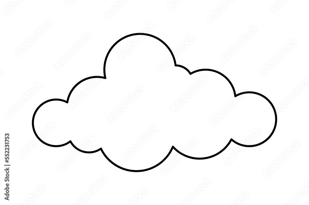 Cloud line icon. Sticker for social networks and messengers. Atmosphere and climate. Symbol of love, tenderness and care. Good weather and summer and spring season. Cartoon flat vector illustration Cloud line icon. Sticker for social networks and messengers. Atmosphere and climate. Symbol of love, tenderness and care. Good weather and summer and spring season. Cartoon flat vector illustration