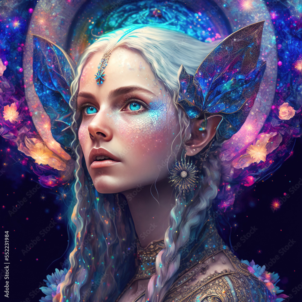 Cosmic Elf Female Fantacy Portrait, Created with Generative AI ...