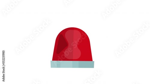 Red siren. Animation of the light alarm, alpha channel is turned on. Cartoon