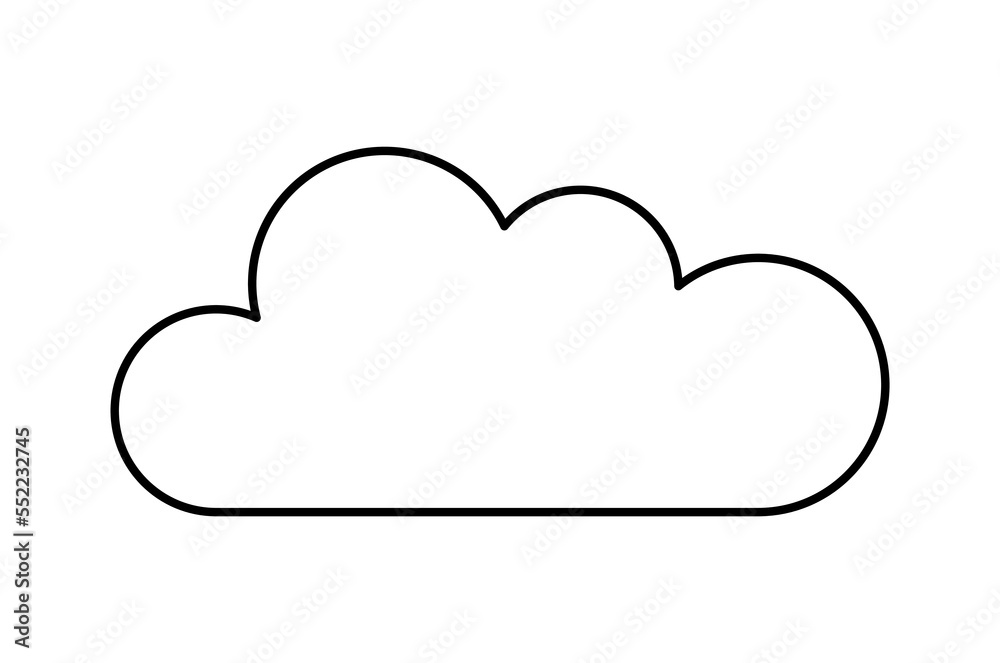 Cloud line icon. Speech bubble, metaphor for communication and interaction. Sticker for social networks and instant messengers. Weather, atmosphere and climate. Cartoon flat vector illustration Cloud line icon. Speech bubble, metaphor for communication and interaction. Sticker for social networks and instant messengers. Weather, atmosphere and climate. Cartoon flat vector illustration