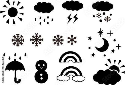 いろいろな天気のアイコンイラストセット　
