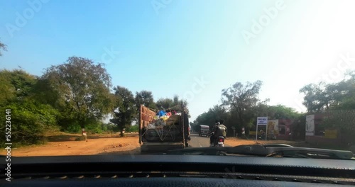ranthambore national park safari road  Sawai Madhopur in Rajasthan car pov long trucks and safari photo