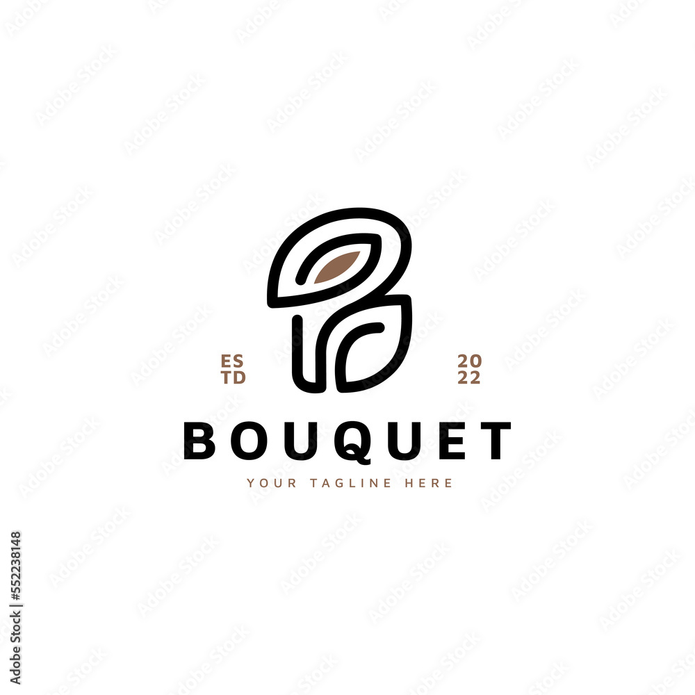 initial B for Bouquet with leaf vintage beautiful logo design