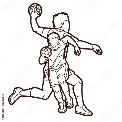 Handball Sport Male Players Team Men Mix Action Cartoon Graphic Vector © sila5775