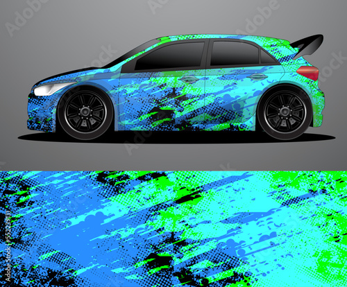 Rally car decal graphic wrap vector, abstract background