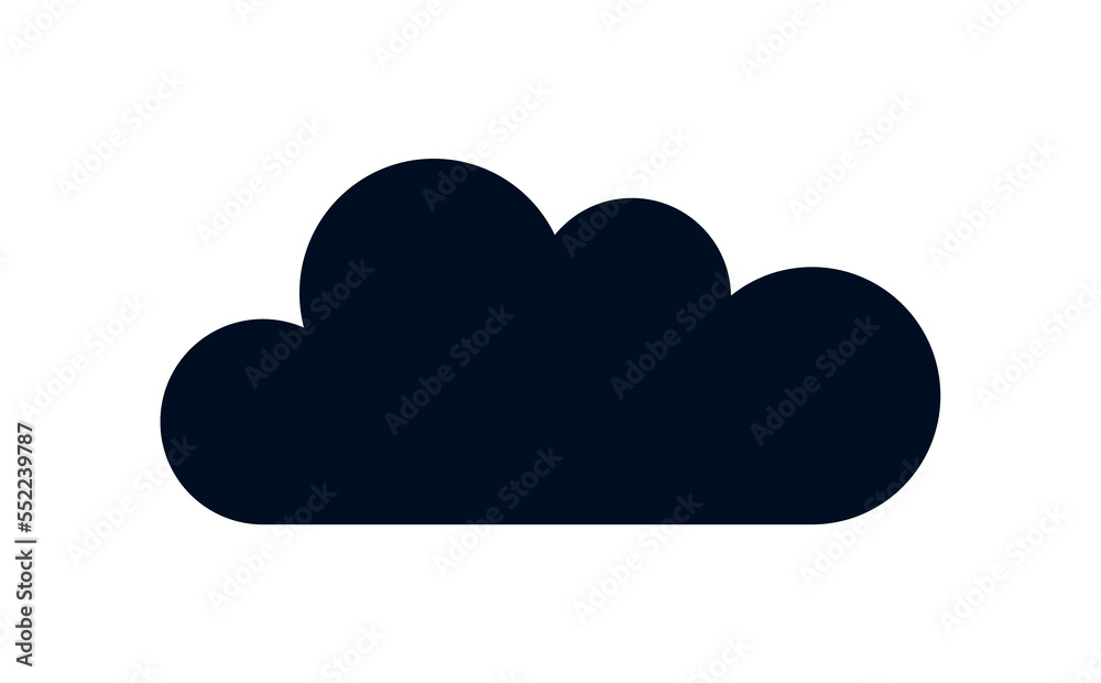 Black cloud icon. Design element for printing on fabric. Minimalistic creativity and art, abstract silhouette. Symbol of good weather, climate and atmosphere. Cartoon flat vector illustration Black cloud icon. Design element for printing on fabric. Minimalistic creativity and art, abstract silhouette. Symbol of good weather, climate and atmosphere. Cartoon flat vector illustration