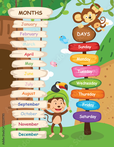 illustration of months and day vector