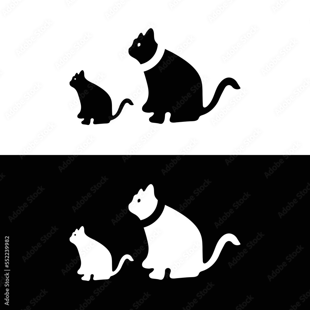 Cat animal logo template design . icon logo . silhouette logo 