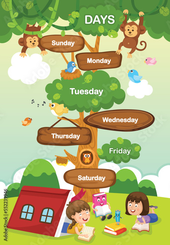 illustration of months and day vector