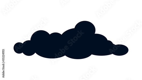 Black cloud icon. Sticker for social networks and messengers. Electronic storage and information processing. Poster or banner for website. Template and layout. Cartoon flat vector illustration