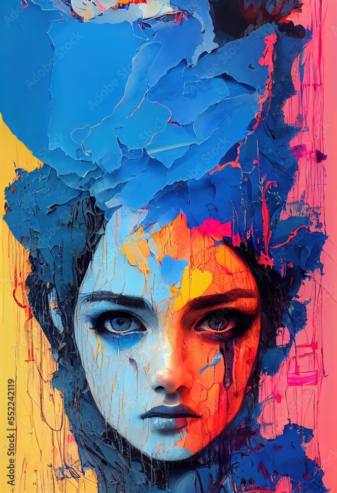 Painting potrait abstact of woman face as wallpaper background. llustration art. Generative AI. Painting potrait abstact of woman face as wallpaper background. llustration art. Generative AI.