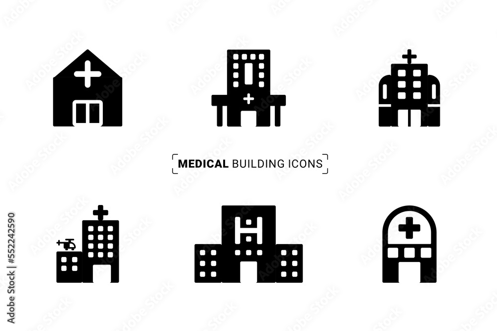 Fototapeta premium Medical building icon set for multipurpose use