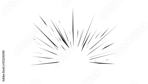 Abstract comic book flash explosion radial lines on transparent background. Vector illustration superhero design. Bright black light strip burst. Flash ray blast glow. Speed lines Manga frame. Anime.