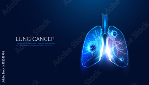 Abstract lungs polygonal, digital lines and pathogens concept, lung disease, TB, lung cancer, lung disease treatment Image for illustration, article, background, presentation media