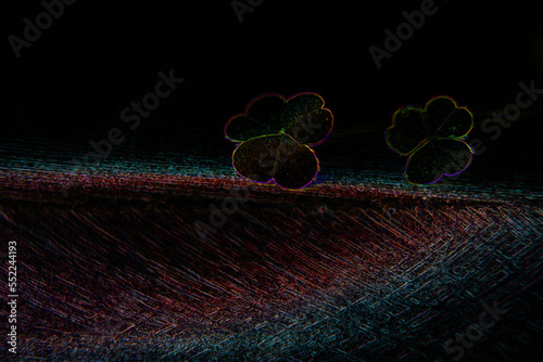 Plant with iridescent colors, lucky clover. Abstract art.