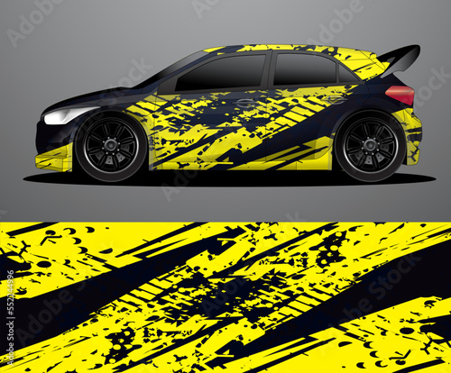 Rally car decal graphic wrap vector, abstract background