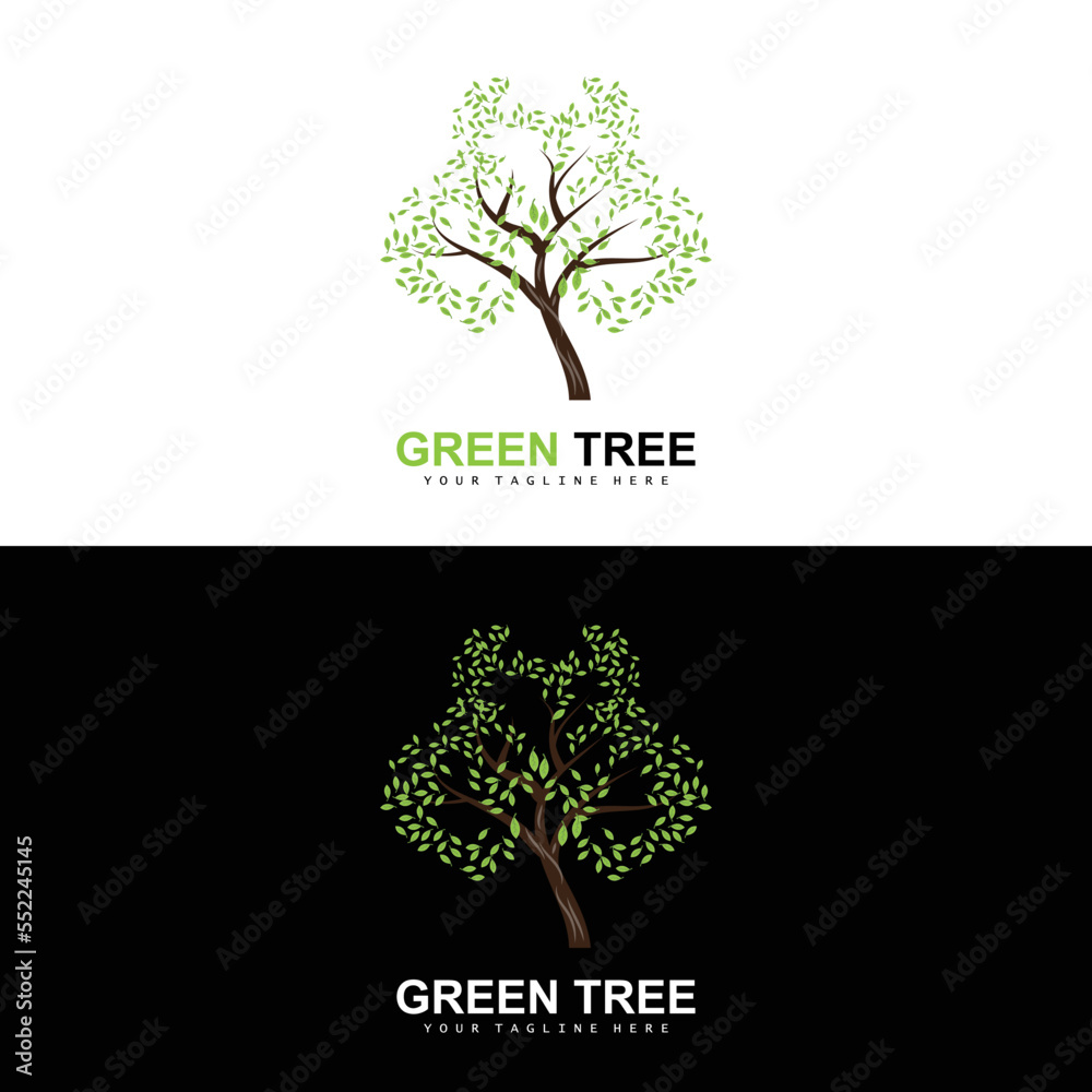 Obraz premium Tree Logo, Green Trees And Wood Design, Forest Illustration, Trees Kids Games