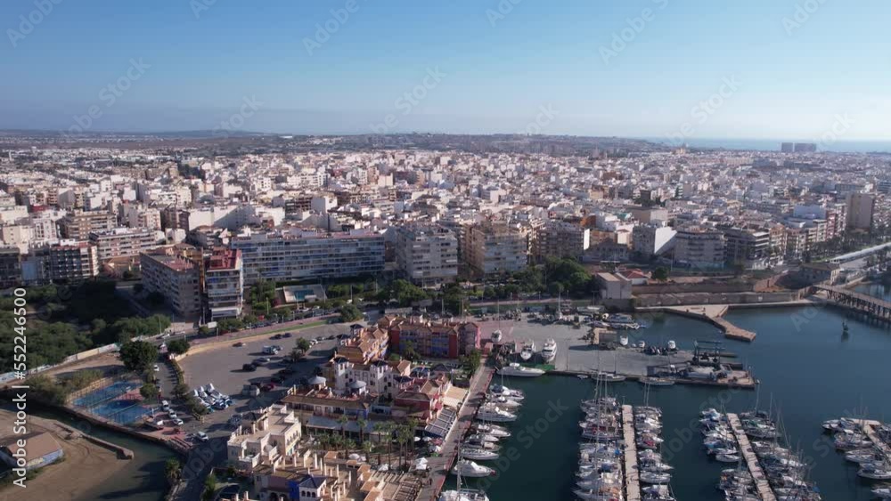Torrevieja, Spain. Aerial View of Spanish Town and Harbor on Mediterranean Sea Torrevieja, Spain. Aerial View of Spanish Town and Harbor on Mediterranean Sea