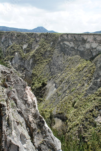 Gorge with sheer, rock walls in the Andes, near Latacunga, Ecuador