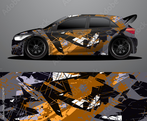 Rally car decal graphic wrap vector, abstract background